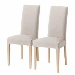 Maison Belfort Chaises capitonnées Ellerby I (lot de 2) - Tissu / Hêtre massif - Hêtre - Beige
