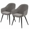 Jack & Alice Chaises à accoudoirs Haslet I (lot de 2) - Velours / Acier - Noir - Gris