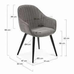 Jack & Alice Chaises à accoudoirs Haslet I (lot de 2) - Velours / Acier - Noir - Gris 13 Jack & Alice Chaises à accoudoirs Haslet I (lot de 2) - Velours / Acier - Noir - Gris -Chaises Boutique 1000216192 200623 13470400236 SKETCH DETAILS P000000001000216192 sketch
