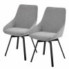 Loftscape Chaises capitonnées Hadley (lot de 2) - Tissu / Acier - Noir - Gris