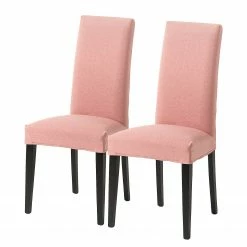 Ars Natura Chaise capitonnée Ellerby III (lot de 2) - Tissu / Hêtre massif - Noir - Abricot