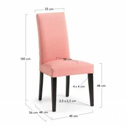 Ars Natura Chaise capitonnée Ellerby III (lot de 2) - Tissu / Hêtre massif - Noir - Abricot -Chaises Boutique 1000216203 200623 13481900316 SKETCH DETAILS P000000001000216203 sketch