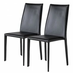 Fredriks Chaises Portola (lot de 2) - Cuir recyclé / Fer - Noir