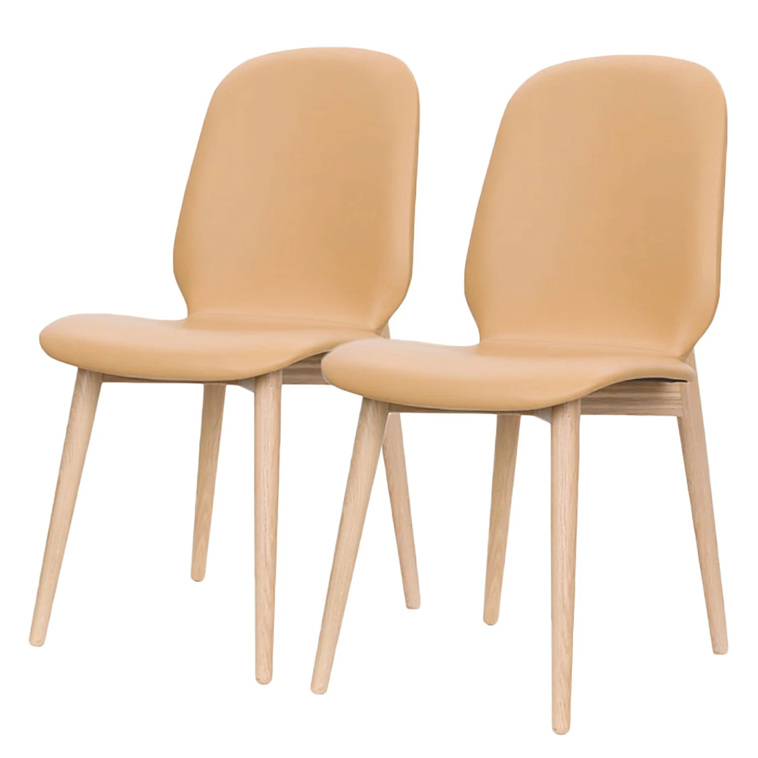 Studio Copenhagen Chaises capitonnées Juuma (lot de 2) - Cuir Leps: Sablé - Chêne clair 3 Studio Copenhagen Chaises capitonnées Juuma (lot de 2) - Cuir Leps: Sablé - Chêne clair