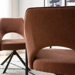 Fredriks Chaise à accoudoirs Tustin - Tissu / Métal - Marron rouille / Noir mat -Chaises Boutique 1000218415 210311 12215300011 DETAILS P000000001000218415