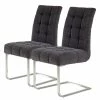 Ars manufacti Chaises cantilever Stawley I (lot de 2) - Tissage à plat / Acier inoxydable - Gris foncé / Acier inoxydable