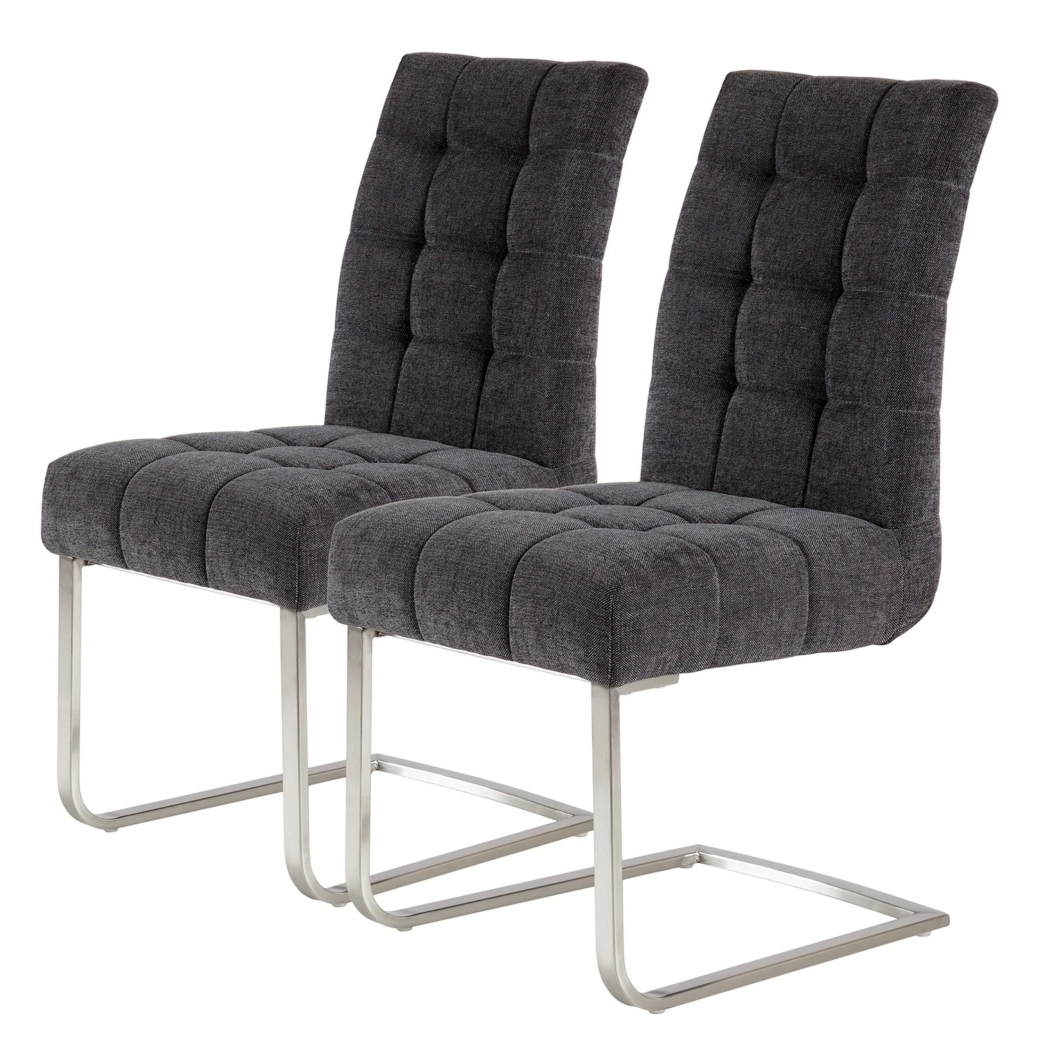 Ars manufacti Chaises cantilever Stawley I (lot de 2) - Tissage à plat / Acier inoxydable - Gris foncé / Acier inoxydable 3 Ars manufacti Chaises cantilever Stawley I (lot de 2) - Tissage à plat / Acier inoxydable - Gris foncé / Acier inoxydable