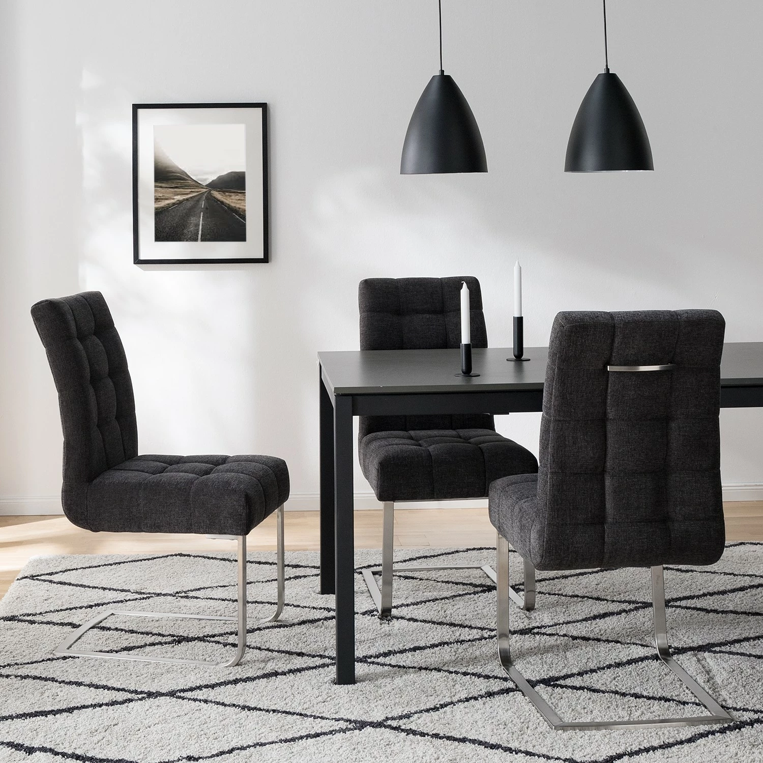 Ars manufacti Chaises cantilever Stawley I (lot de 2) - Tissage à plat / Acier inoxydable - Gris foncé / Acier inoxydable 4 Ars manufacti Chaises cantilever Stawley I (lot de 2) - Tissage à plat / Acier inoxydable - Gris foncé / Acier inoxydable – Image 2