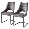 Fredriks Chaises cantilever Nadros (lot de 2) - Microfibre / Métal - Gris vintage / Noir mat -Chaises Boutique 1000218451 210120 13453000001 IMAGE P000000001000218451