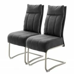 Fredriks Chaises cantilever Crowan(lot de 2) - Microfibre / Acier inoxydable - Gris vintage