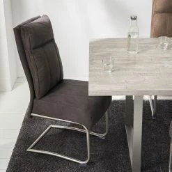 Fredriks Chaises cantilever Crowan(lot de 2) - Microfibre / Acier inoxydable - Gris vintage -Chaises Boutique 1000218550 210311 11465400008 MOOD DETAILS P000000001000218550 mood