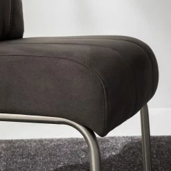 Fredriks Chaises cantilever Crowan(lot de 2) - Microfibre / Acier inoxydable - Gris vintage -Chaises Boutique 1000218550 210311 11465800011 DETAILS P000000001000218550