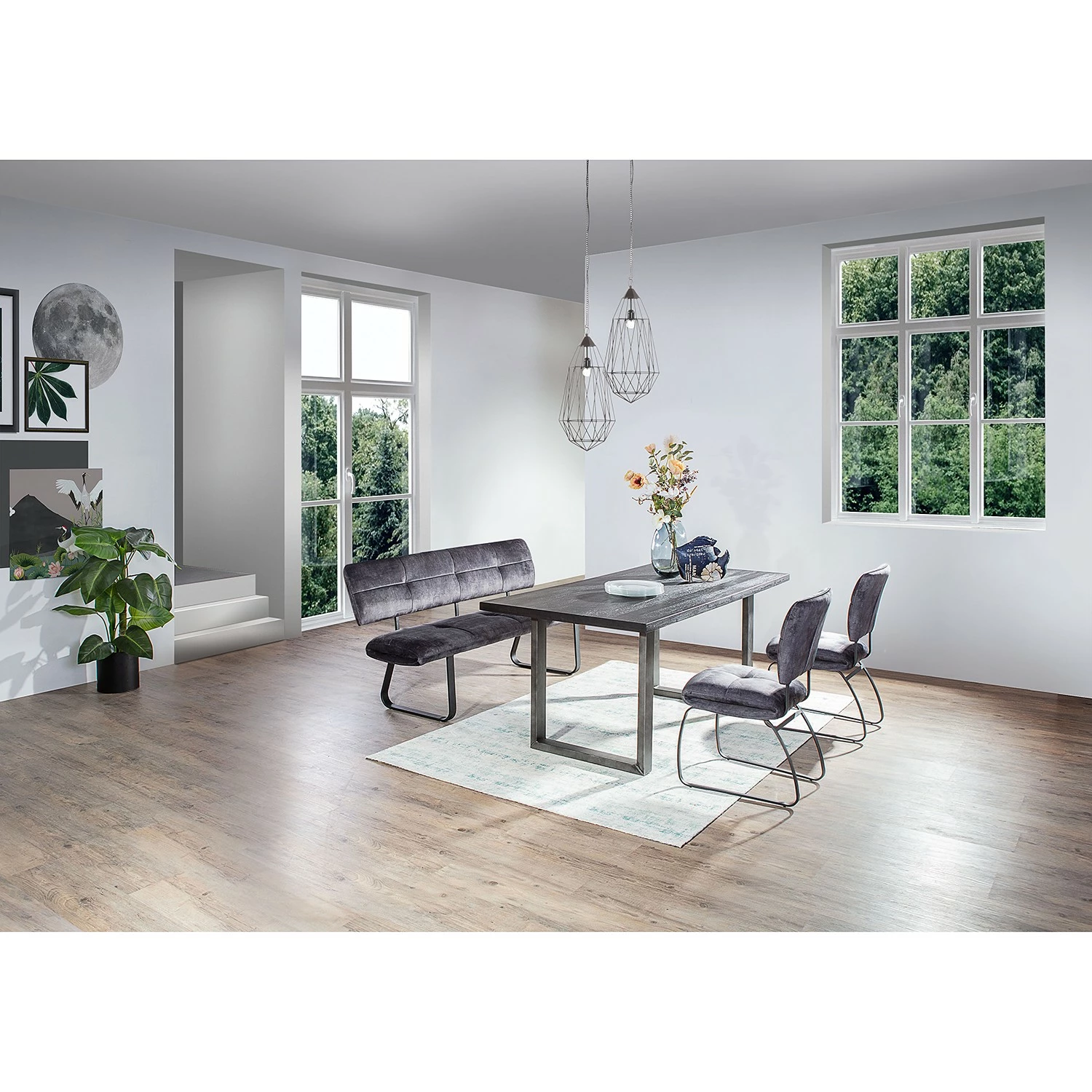 Loftscape Chaises capitonnées Mayetta (lot de 2) - Tissé à plat / Fer - Anthracite / Noir 4 Loftscape Chaises capitonnées Mayetta (lot de 2) - Tissé à plat / Fer - Anthracite / Noir – Image 2