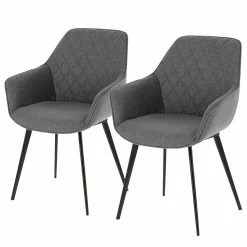 Red Living Chaises Ă accoudoirs Amira II (lot de 2) - Tissu / Acier - Gris