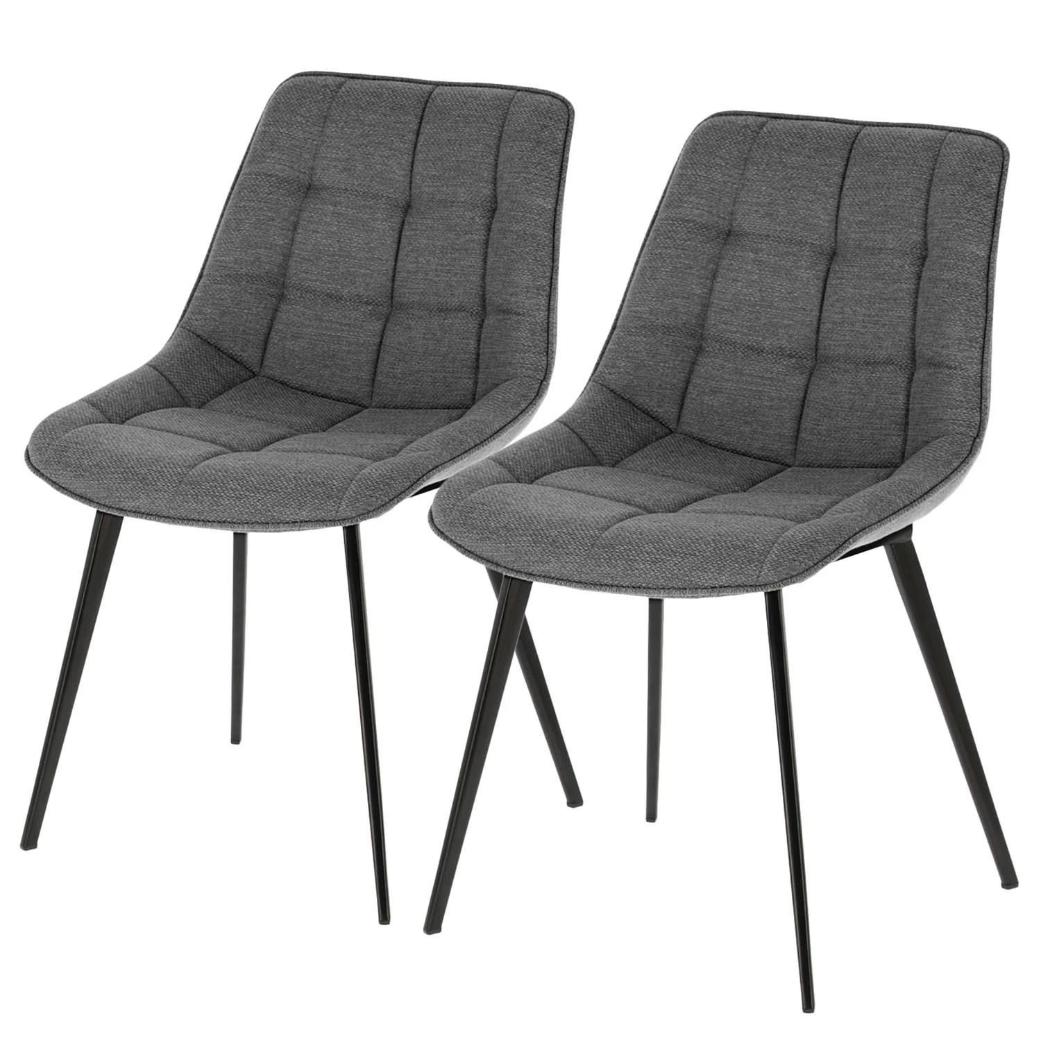 Red Living Chaises capitonnées Kellia II (lot de 2) - Tissu / Acier - Gris 3 Red Living Chaises capitonnées Kellia II (lot de 2) - Tissu / Acier - Gris