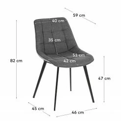 Red Living Chaises capitonnées Kellia II (lot de 2) - Tissu / Acier - Gris 13 Red Living Chaises capitonnées Kellia II (lot de 2) - Tissu / Acier - Gris -Chaises Boutique 1000225992 200917 06371900108 SKETCH DETAILS P000000001000225992 sketch