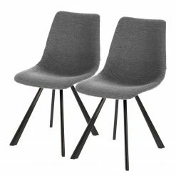 Red Living Chaises capitonnées Gouvy (lot de 2) - Tissu / Acier - Gris
