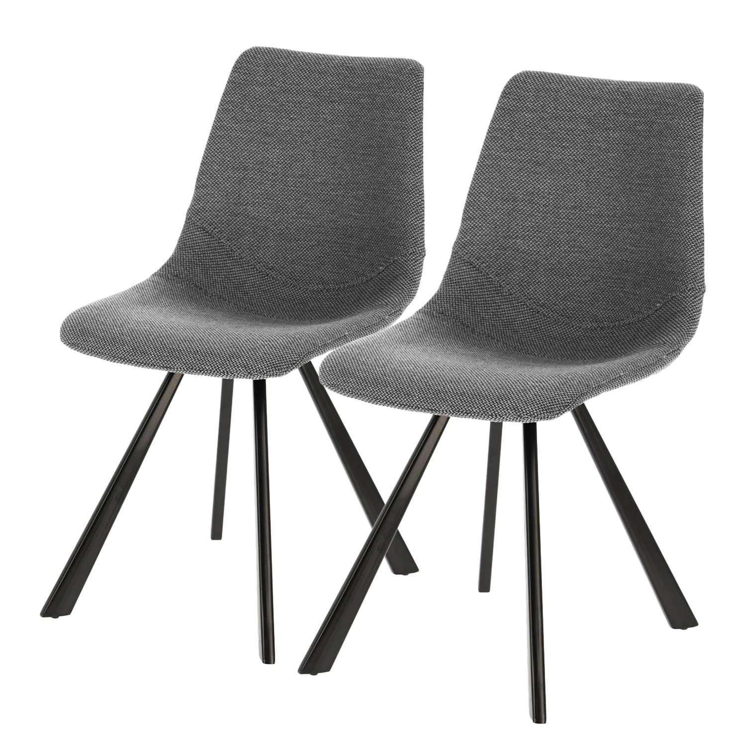 Red Living Chaises capitonnées Gouvy (lot de 2) - Tissu / Acier - Gris 3 Red Living Chaises capitonnées Gouvy (lot de 2) - Tissu / Acier - Gris