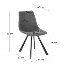 Red Living Chaises capitonnées Gouvy (lot de 2) - Tissu / Acier - Gris 13 Red Living Chaises capitonnées Gouvy (lot de 2) - Tissu / Acier - Gris -Chaises Boutique 1000225999 200917 06375400165 SKETCH DETAILS P000000001000225999 sketch