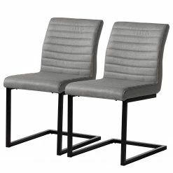 Ars manufacti Chaises Finga III (lot de 2) - Tissage à plat / Fer - Gris / Noir