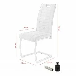 Loftscape Chaise cantilever Wisches - Microfibre / Acier inoxydable - Anthracite - Lot de 2 -Chaises Boutique 1000228907 201104 15385500007 SKETCH DETAILS P000000001000228907 sketch