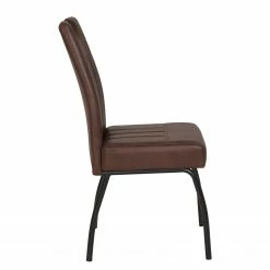 Loftscape Chaise capitonnée Brookville - Microfibre / Acier - Marron - Lot de 2 -Chaises Boutique 1000228929 201104 15385600120 DETAILS P000000001000228929