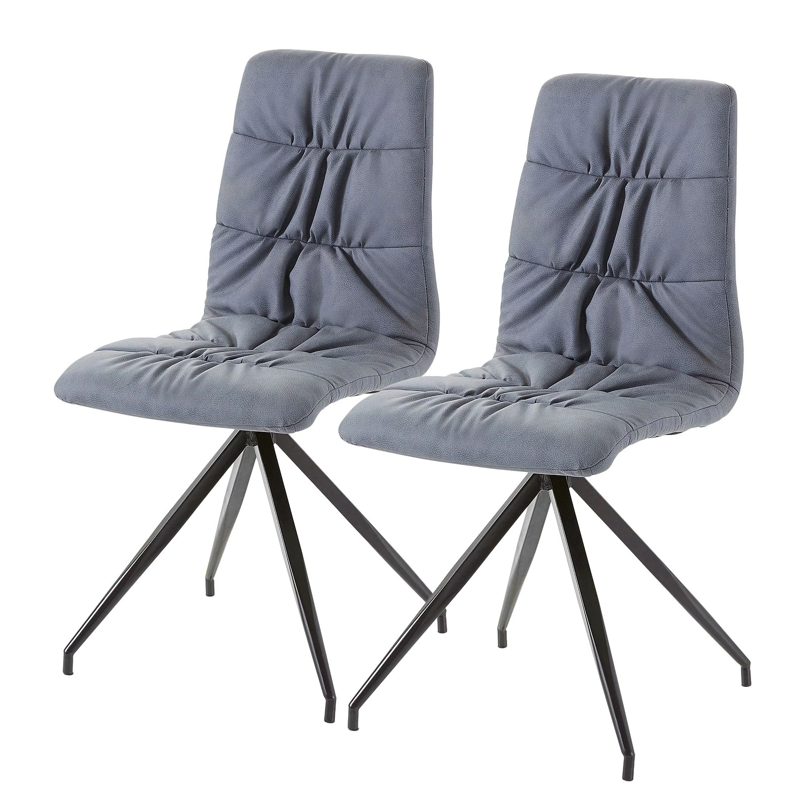 Loftscape Chaises capitonnées Gergy (lot de 2) - Imitation cuir / Fer - Gris pigeon / Noir 3 Loftscape Chaises capitonnées Gergy (lot de 2) - Imitation cuir / Fer - Gris pigeon / Noir