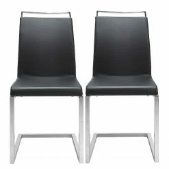 Loftscape Chaises cantilever Ibos (lot de 2) - Imitation cuir - Chrome - Noir