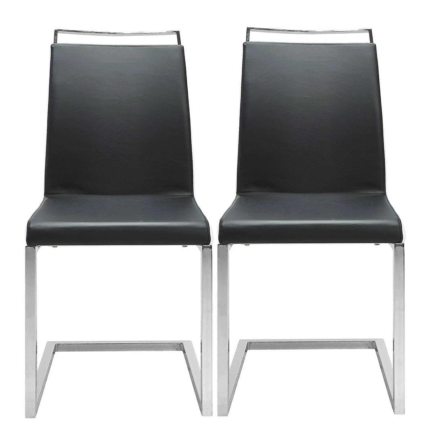 Loftscape Chaises cantilever Ibos (lot de 2) - Imitation cuir - Chrome - Noir 3 Loftscape Chaises cantilever Ibos (lot de 2) - Imitation cuir - Chrome - Noir