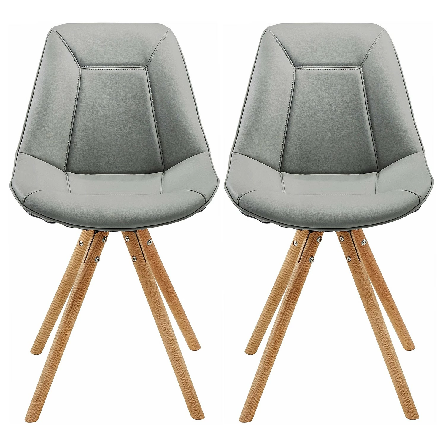 Norrwood Chaises capitonnées Gergy (lot de 2) - Imitation cuir / Chêne massif - Gris clair / Chêne 3 Norrwood Chaises capitonnées Gergy (lot de 2) - Imitation cuir / Chêne massif - Gris clair / Chêne