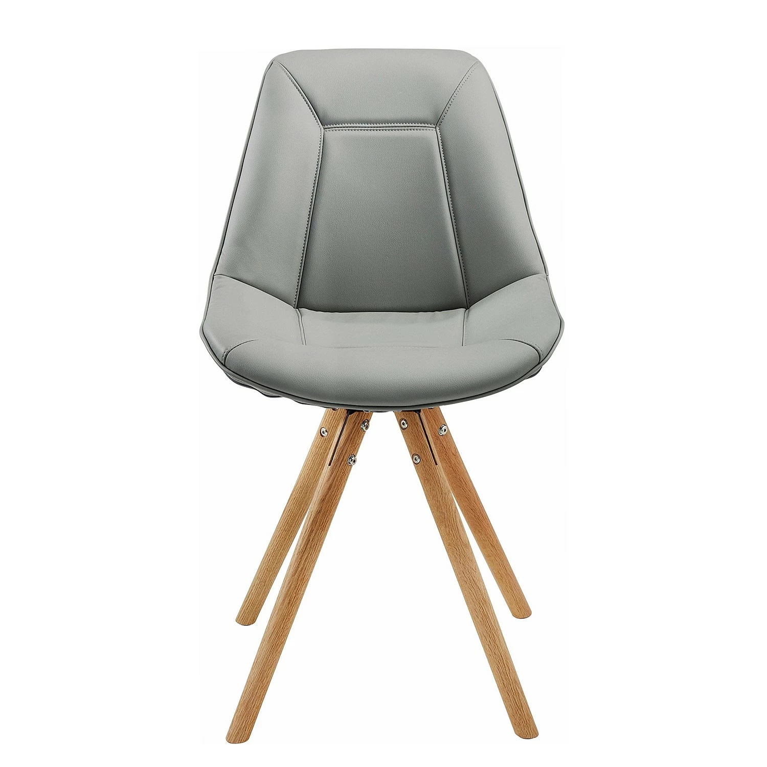 Norrwood Chaises capitonnées Gergy (lot de 2) - Imitation cuir / Chêne massif - Gris clair / Chêne 4 Norrwood Chaises capitonnées Gergy (lot de 2) - Imitation cuir / Chêne massif - Gris clair / Chêne – Image 2