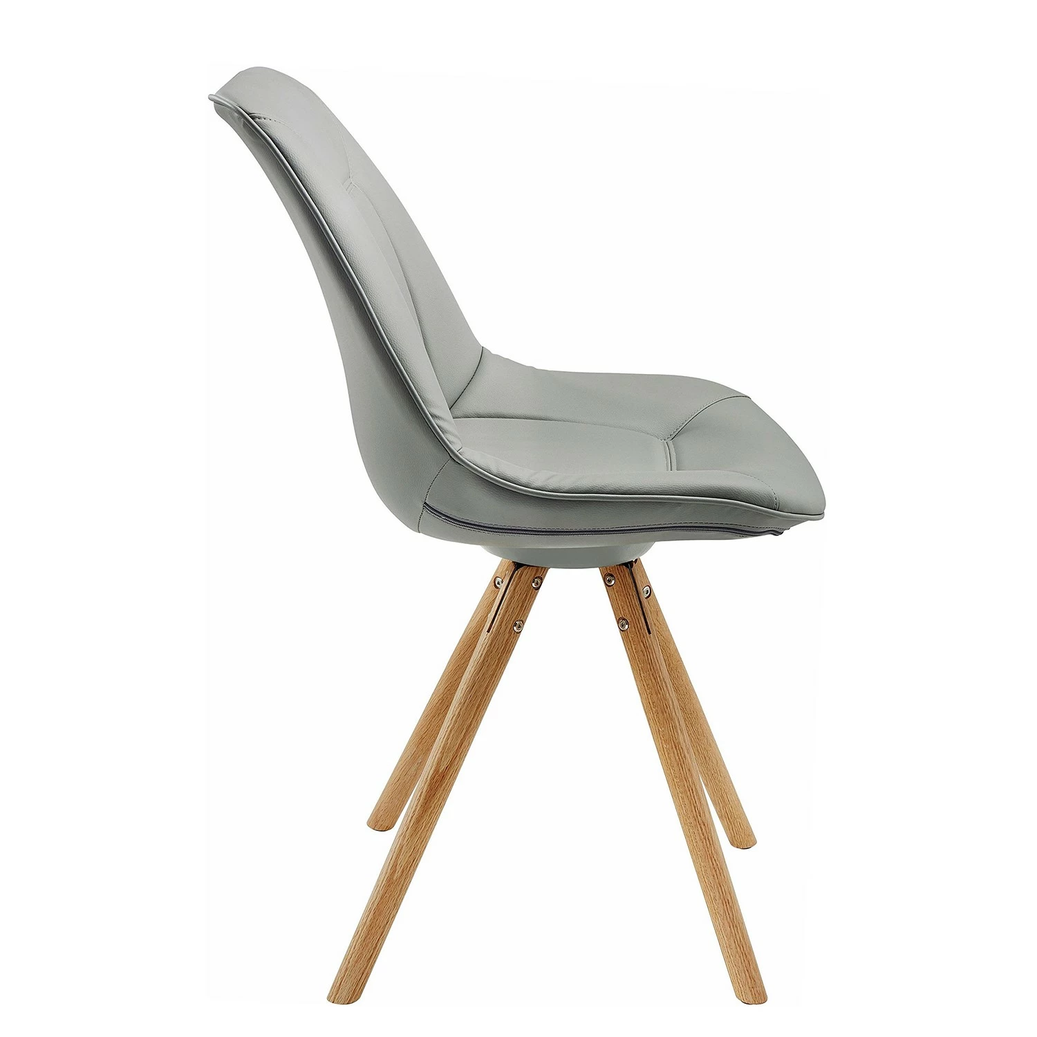 Norrwood Chaises capitonnées Gergy (lot de 2) - Imitation cuir / Chêne massif - Gris clair / Chêne 5 Norrwood Chaises capitonnées Gergy (lot de 2) - Imitation cuir / Chêne massif - Gris clair / Chêne – Image 3