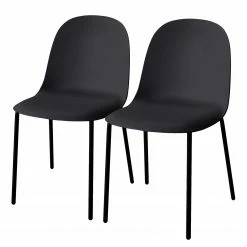 Loftscape Chaises Borny I (lot de 2) - Matière plastique - Fer - Noir