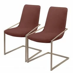 Loftscape Chaises cantilever Lezan II (lot de 2) - Velours / Fer - Marron rouille