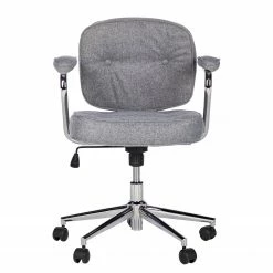 Furnitive Chaise de bureau Orlu II - Tissu / Fer - Gris clair / Chrome -Chaises Boutique 1000230748 220330 030 DETAILS P000000001000230748