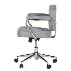 Furnitive Chaise de bureau Orlu II - Tissu / Fer - Gris clair / Chrome -Chaises Boutique 1000230748 220330 031 DETAILS P000000001000230748