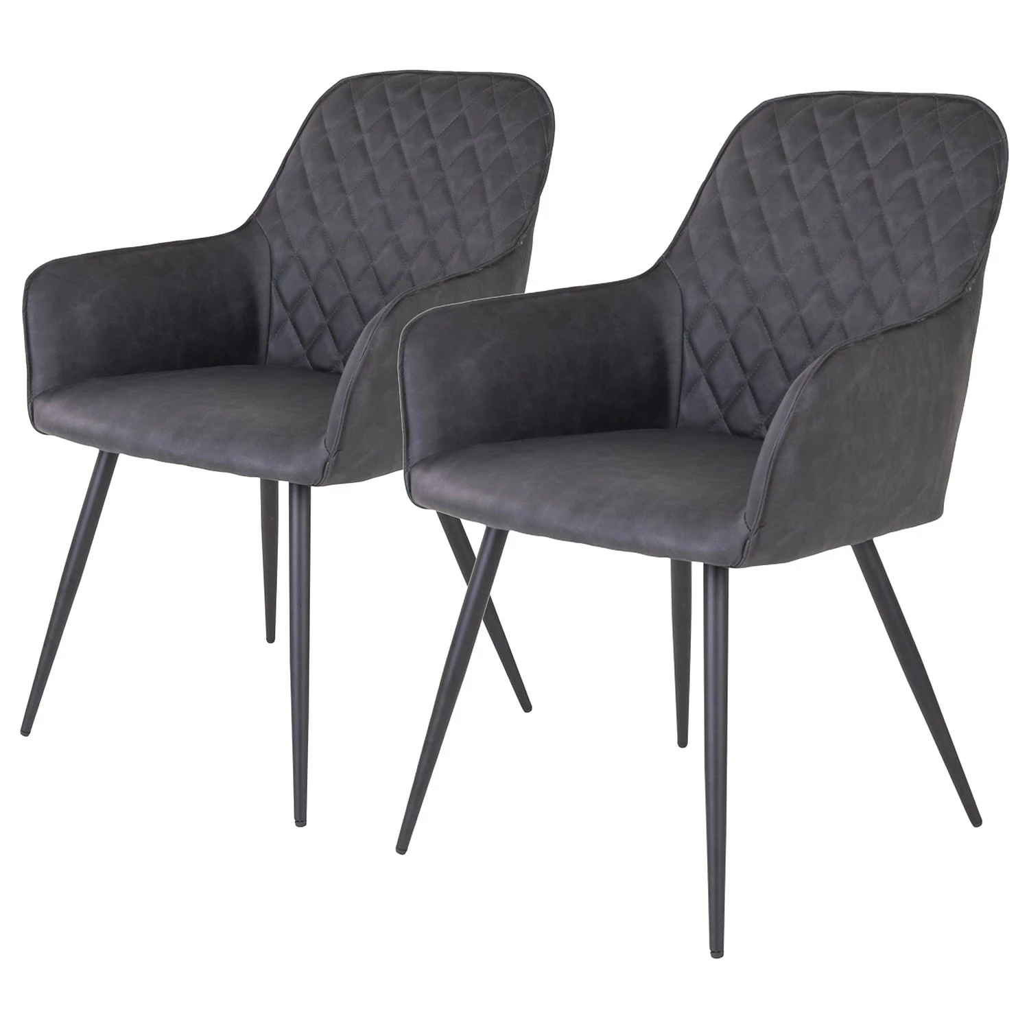 Red Living Chaises à accoudoirs Pierry I (lot de 2) - Imitation cuir / Acier - Gris vintage 3 Red Living Chaises à accoudoirs Pierry I (lot de 2) - Imitation cuir / Acier - Gris vintage