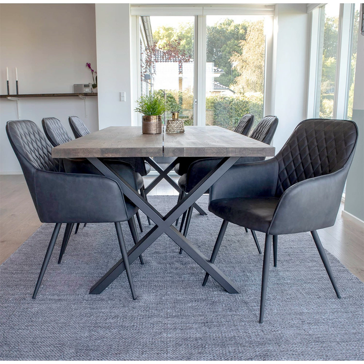 Red Living Chaises à accoudoirs Pierry I (lot de 2) - Imitation cuir / Acier - Gris vintage 7 Red Living Chaises à accoudoirs Pierry I (lot de 2) - Imitation cuir / Acier - Gris vintage – Image 5