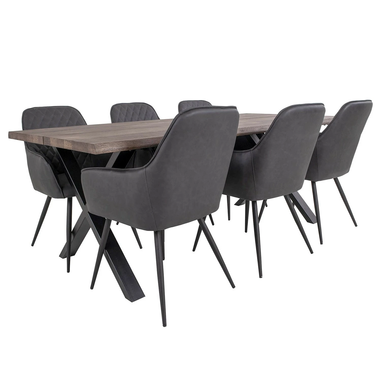 Red Living Chaises à accoudoirs Pierry I (lot de 2) - Imitation cuir / Acier - Gris vintage 12 Red Living Chaises à accoudoirs Pierry I (lot de 2) - Imitation cuir / Acier - Gris vintage – Image 10