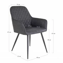 Red Living Chaises à accoudoirs Pierry I (lot de 2) - Imitation cuir / Acier - Gris vintage 23 Red Living Chaises à accoudoirs Pierry I (lot de 2) - Imitation cuir / Acier - Gris vintage -Chaises Boutique 1000231016 201125 16492400081 SKETCH DETAILS P000000001000231016 sketch