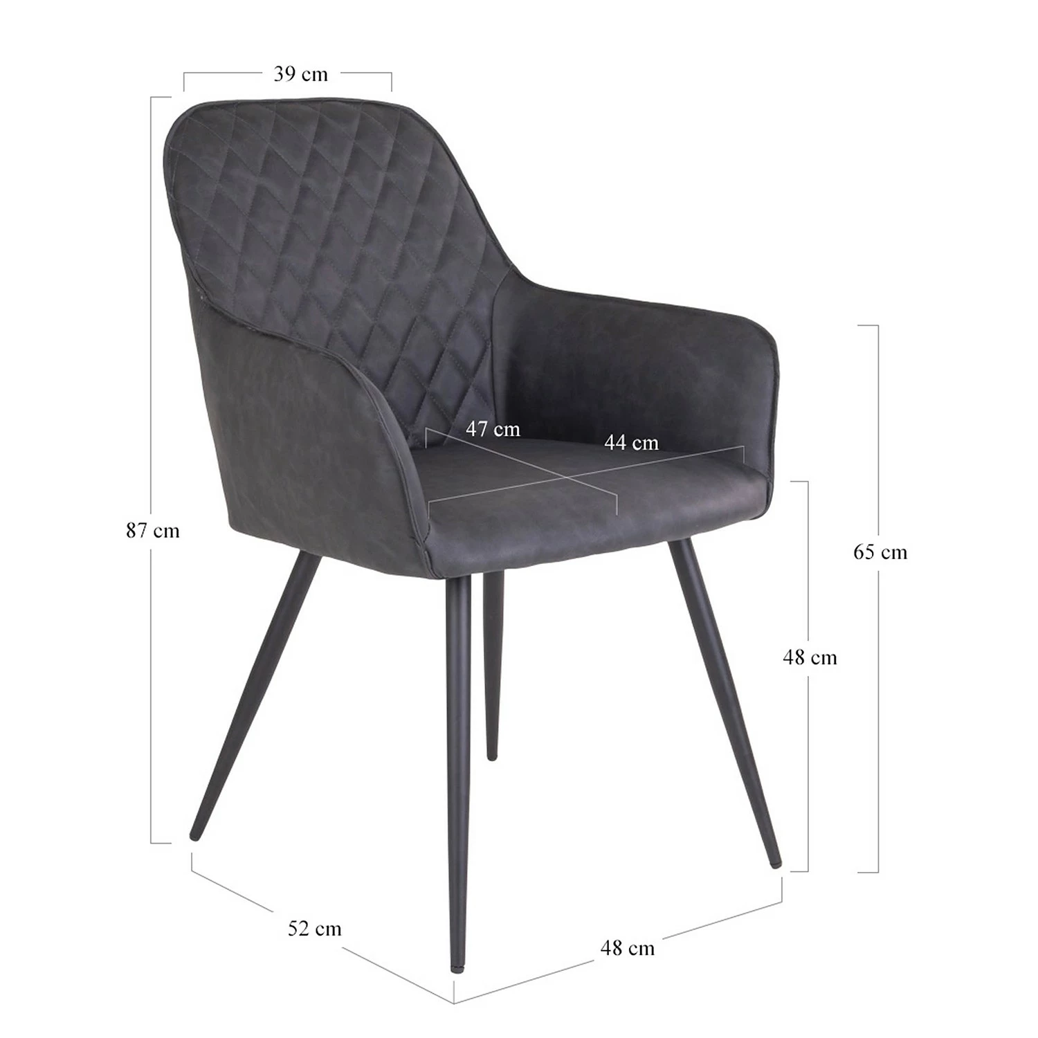 Red Living Chaises à accoudoirs Pierry I (lot de 2) - Imitation cuir / Acier - Gris vintage 13 Red Living Chaises à accoudoirs Pierry I (lot de 2) - Imitation cuir / Acier - Gris vintage – Image 11