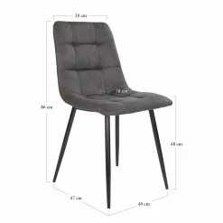 Loftscape Chaises capitonnées Ormoy I (lot de 2) - Microfibre / Acier - Gris / Noir -Chaises Boutique 1000231021 201125 16492500121 SKETCH DETAILS P000000001000231021 sketch