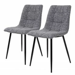 Loftscape Chaises capitonnées Ormoy III (lot de 2) - Tissu / Acier - Gris / Noir