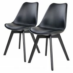 Norrwood Chaises Salon (lot de 2) - Matière plastique / Hévéa massif - Noir