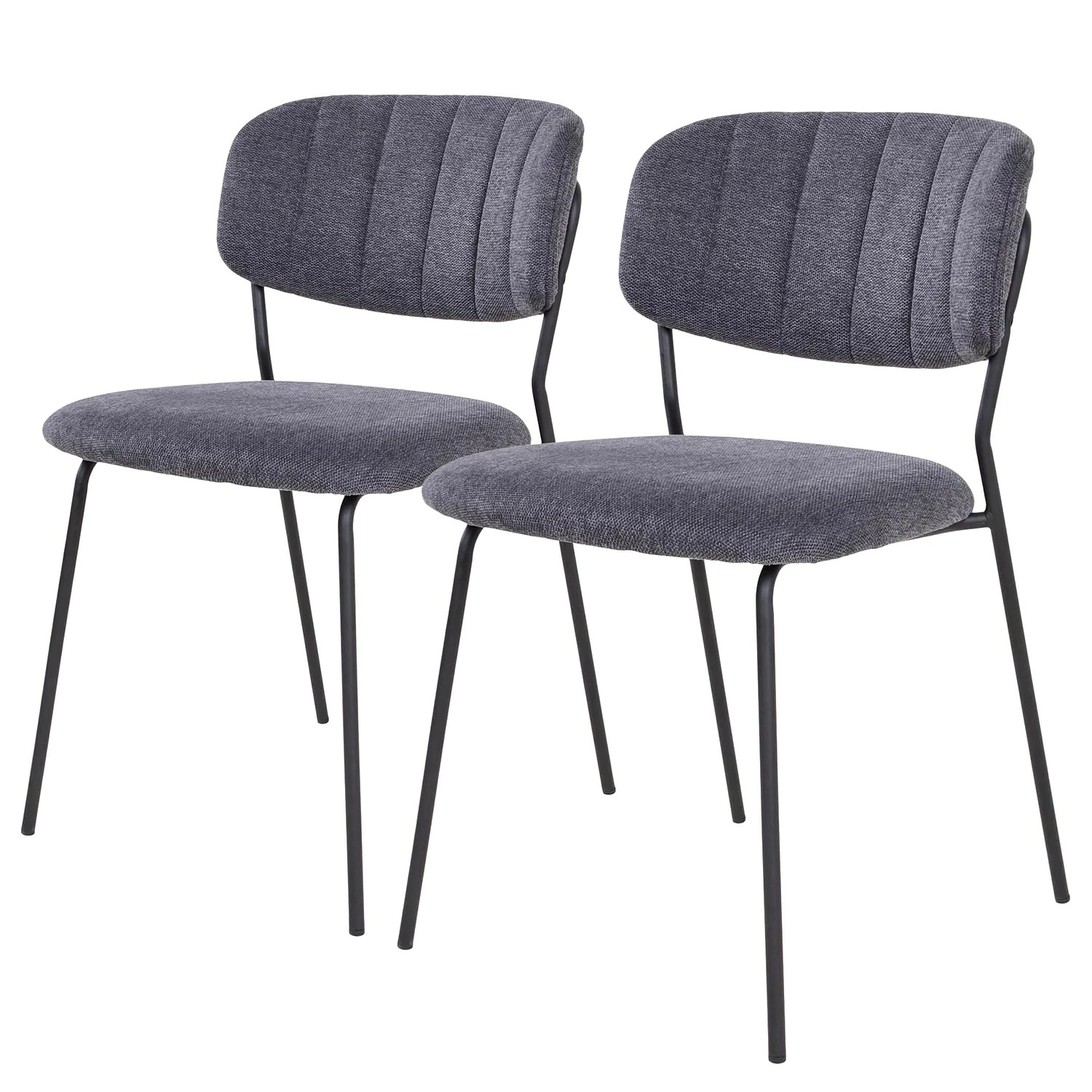 Loftscape Chaises capitonnées Muel I (lot de 2) - Tissu / Acier - Gris 3 Loftscape Chaises capitonnées Muel I (lot de 2) - Tissu / Acier - Gris