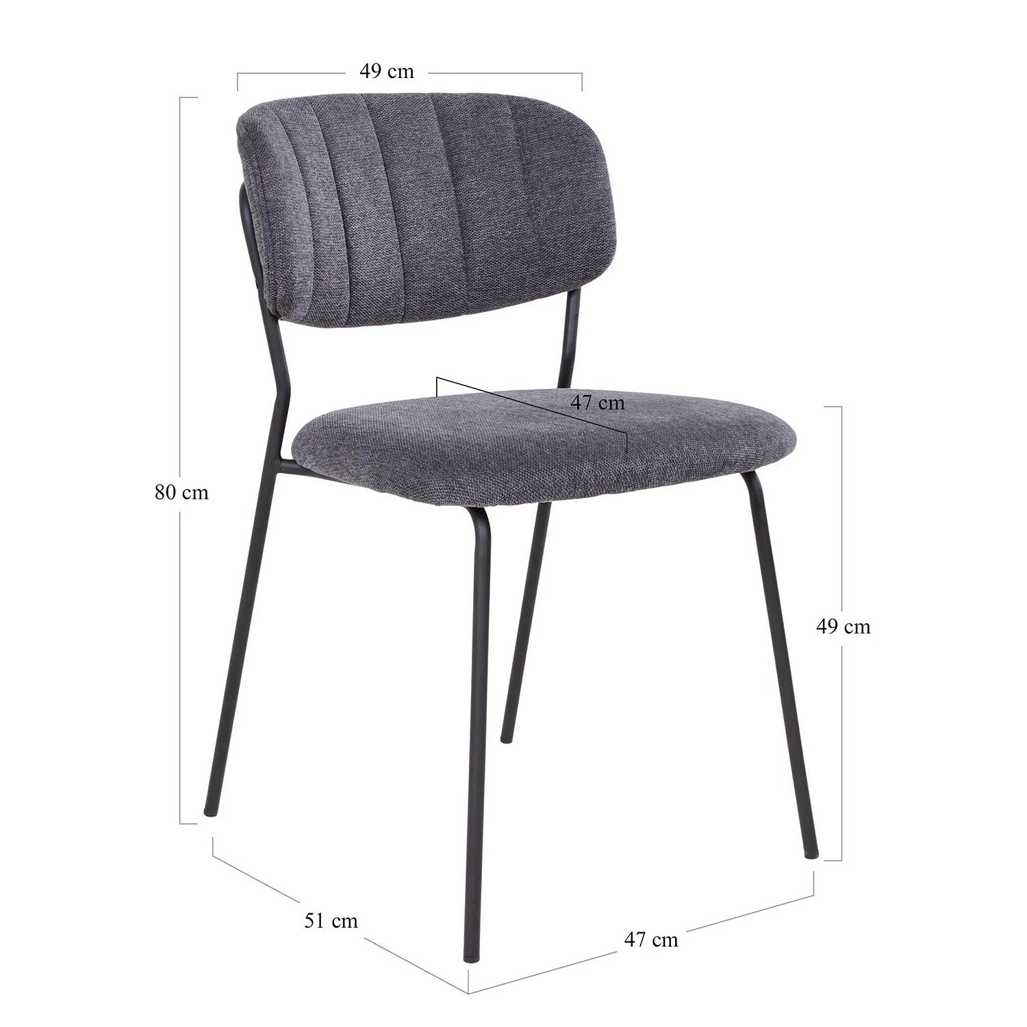 Loftscape Chaises capitonnées Muel I (lot de 2) - Tissu / Acier - Gris 13 Loftscape Chaises capitonnées Muel I (lot de 2) - Tissu / Acier - Gris – Image 11