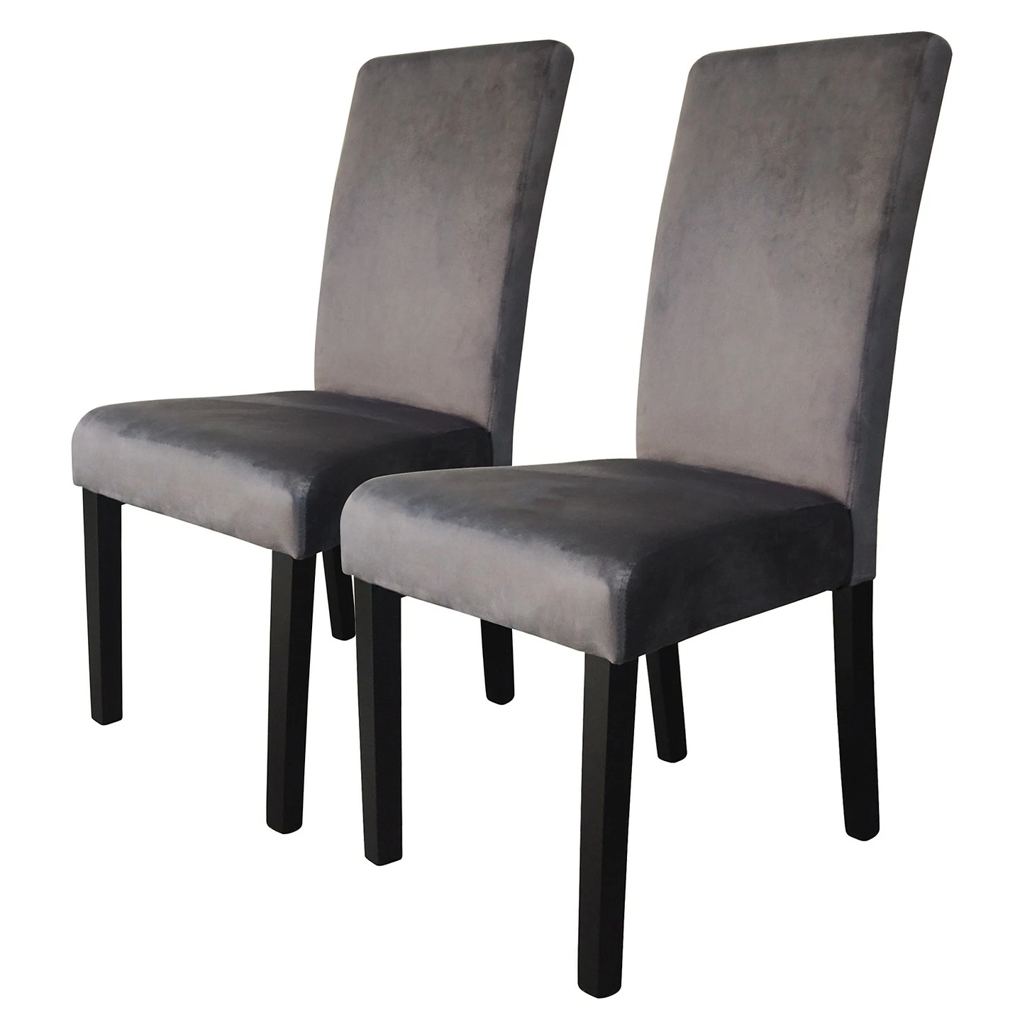 Loftscape Chaises capitonnées Moux (lot de 2) - Velours / Hévéa massif - Gris / Noir 3 Loftscape Chaises capitonnées Moux (lot de 2) - Velours / Hévéa massif - Gris / Noir