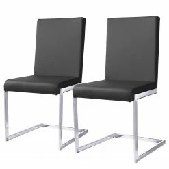 Loftscape Chaises cantilever Talcott (lot de 2) - Imitation cuir - Chrome - Noir