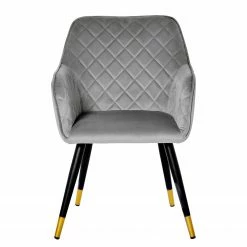 Jack & Alice Chaise à accoudoirs Mardore - Velours / Acier - Gris platine -Chaises Boutique 1000234600 210115 12513500034 DETAILS P000000001000234600