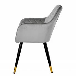 Jack & Alice Chaise à accoudoirs Mardore - Velours / Acier - Gris platine -Chaises Boutique 1000234600 210115 12513500035 DETAILS P000000001000234600